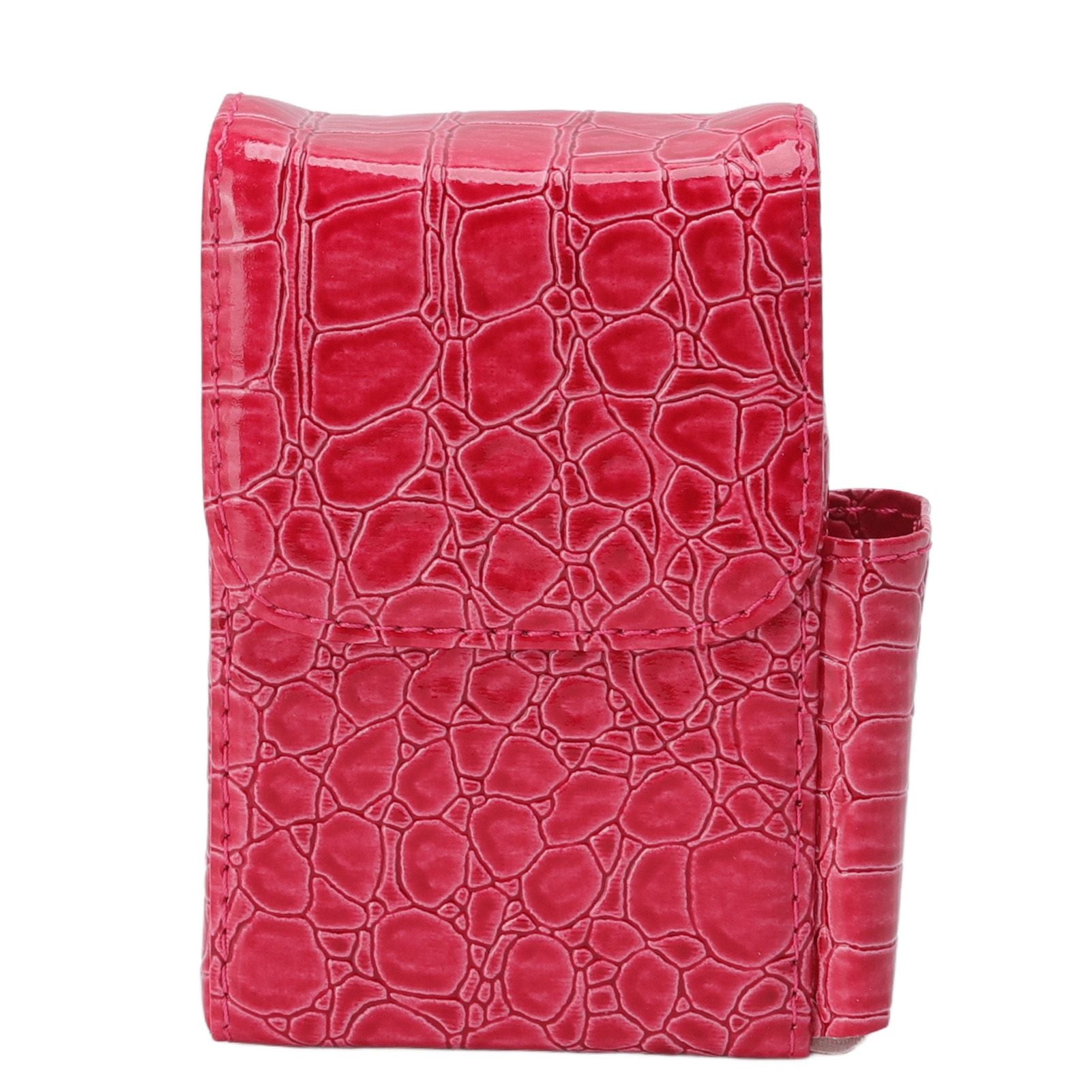 PU Leather Cigarette Box Multifunctional 20 Cigarettes Capacity Portable Card Case for Daily Home Rose Red