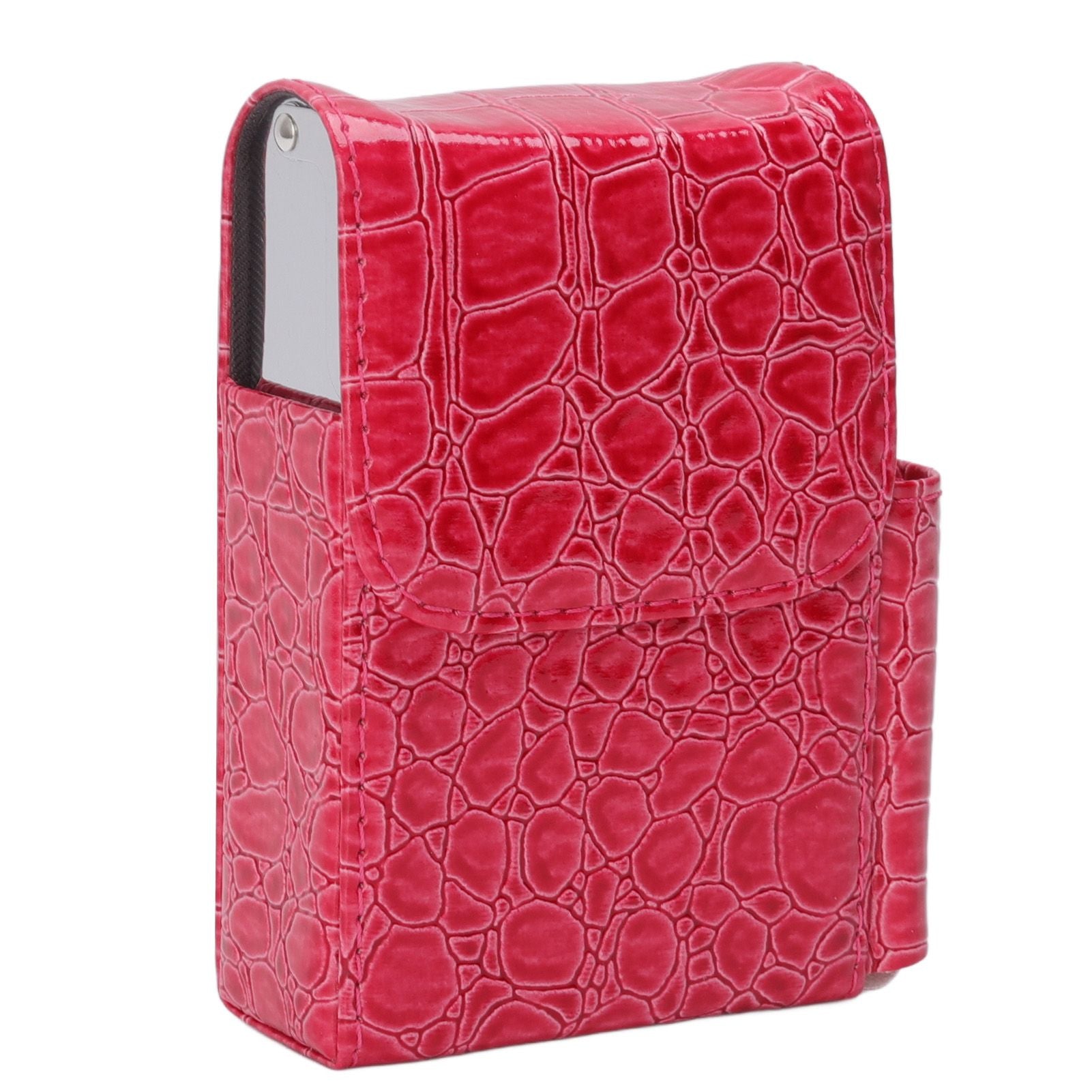 PU Leather Cigarette Box Multifunctional 20 Cigarettes Capacity Portable Card Case for Daily Home Rose Red