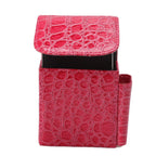 PU Leather Cigarette Box Multifunctional 20 Cigarettes Capacity Portable Card Case for Daily Home Rose Red