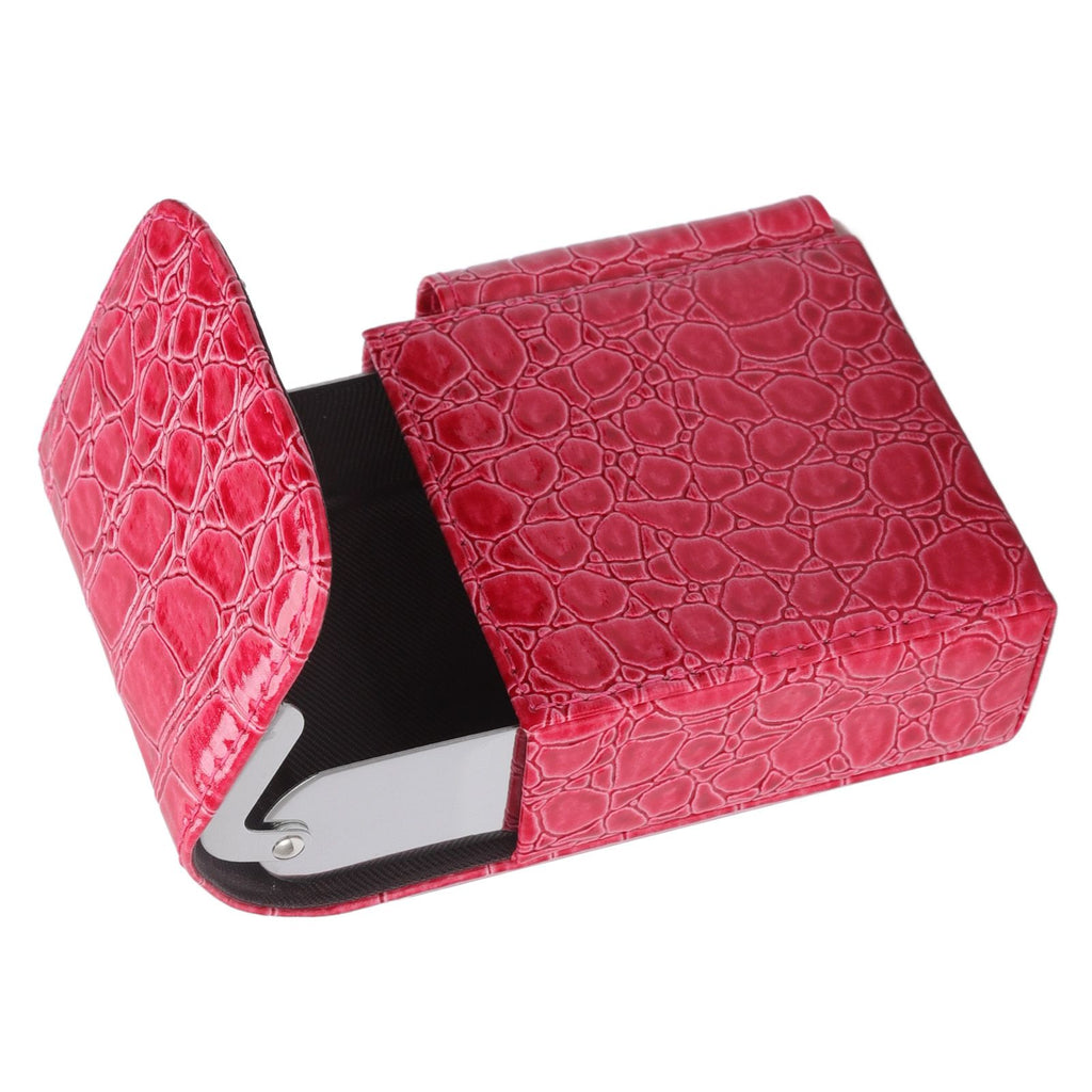 PU Leather Cigarette Box Multifunctional 20 Cigarettes Capacity Portable Card Case for Daily Home Rose Red