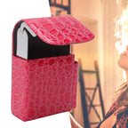 PU Leather Cigarette Box Multifunctional 20 Cigarettes Capacity Portable Card Case for Daily Home Rose Red