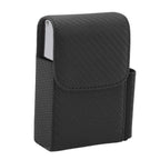 PU Leather Cigarette Box Woven Pattern Cigarette and Lighter Holder Multifunctional 20 Pieces Cigarette Case Black