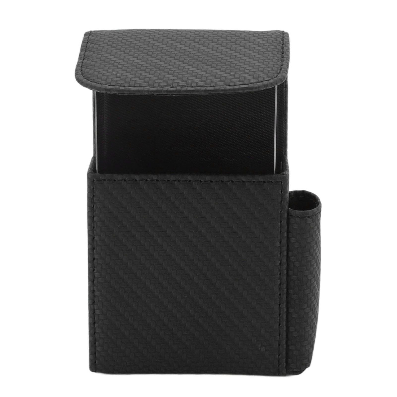 PU Leather Cigarette Box Woven Pattern Cigarette and Lighter Holder Multifunctional 20 Pieces Cigarette Case Black