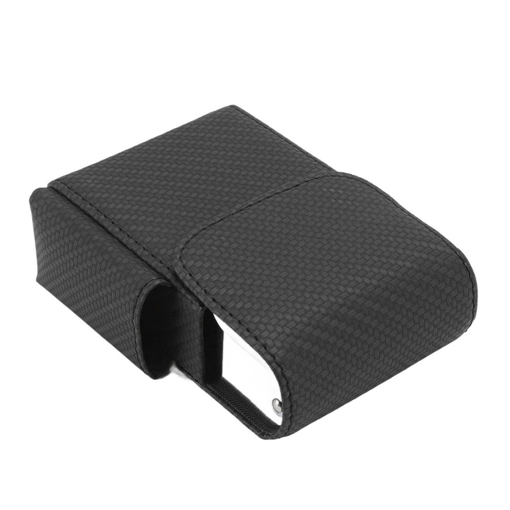 PU Leather Cigarette Box Woven Pattern Cigarette and Lighter Holder Multifunctional 20 Pieces Cigarette Case Black