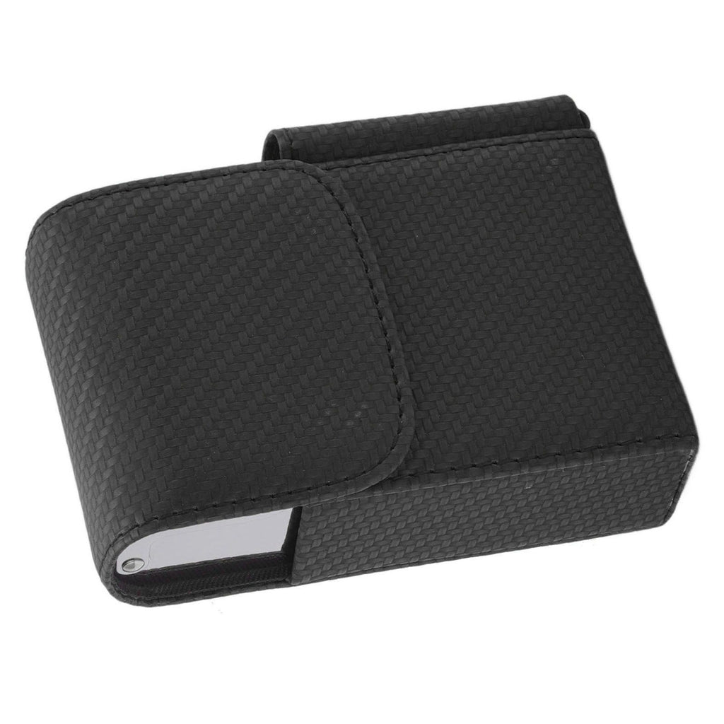 PU Leather Cigarette Box Woven Pattern Cigarette and Lighter Holder Multifunctional 20 Pieces Cigarette Case Black