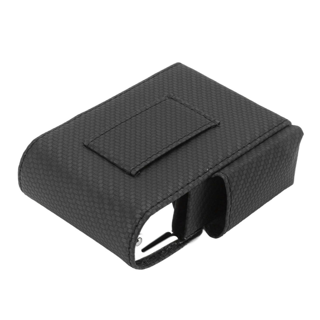 PU Leather Cigarette Box Woven Pattern Cigarette and Lighter Holder Multifunctional 20 Pieces Cigarette Case Black