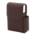PU Leather Cigarette Box Woven Pattern Cigarette and Lighter Holder Multifunctional 20 Pieces Cigarette Case Brown