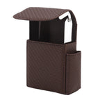 PU Leather Cigarette Box Woven Pattern Cigarette and Lighter Holder Multifunctional 20 Pieces Cigarette Case Brown
