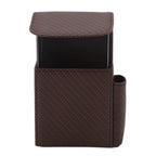 PU Leather Cigarette Box Woven Pattern Cigarette and Lighter Holder Multifunctional 20 Pieces Cigarette Case Brown