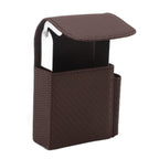 PU Leather Cigarette Box Woven Pattern Cigarette and Lighter Holder Multifunctional 20 Pieces Cigarette Case Brown