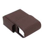 PU Leather Cigarette Box Woven Pattern Cigarette and Lighter Holder Multifunctional 20 Pieces Cigarette Case Brown