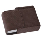 PU Leather Cigarette Box Woven Pattern Cigarette and Lighter Holder Multifunctional 20 Pieces Cigarette Case Brown