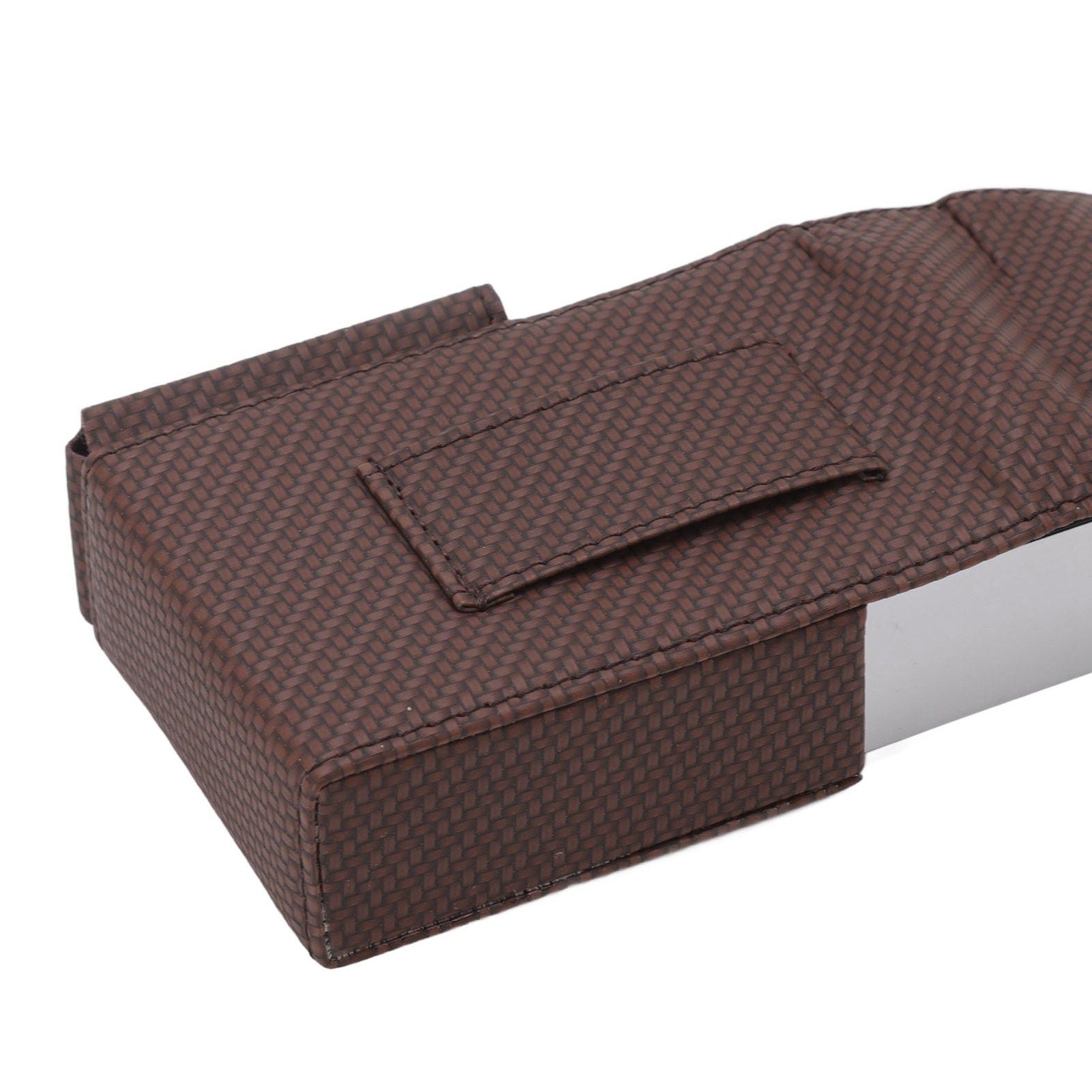 PU Leather Cigarette Box Woven Pattern Cigarette and Lighter Holder Multifunctional 20 Pieces Cigarette Case Brown