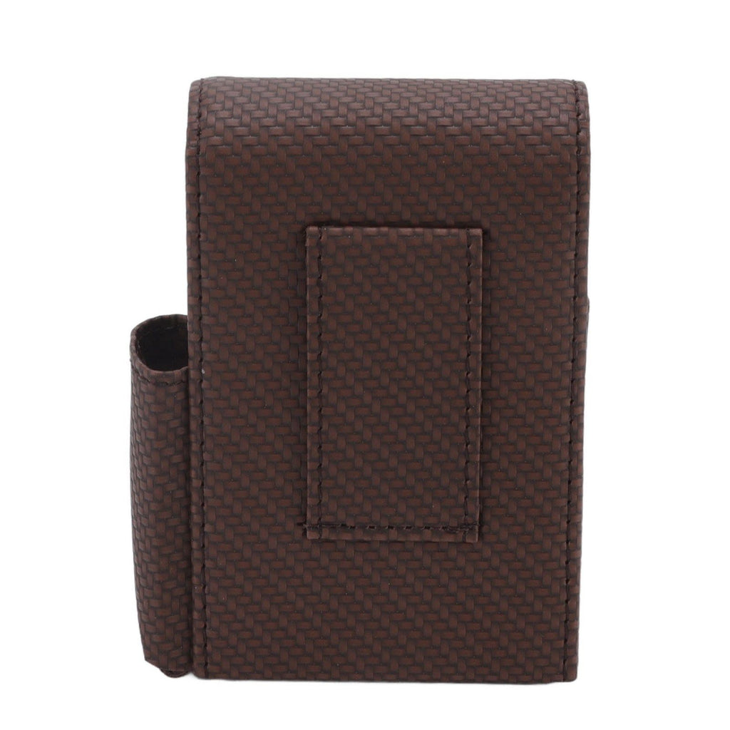 PU Leather Cigarette Box Woven Pattern Cigarette and Lighter Holder Multifunctional 20 Pieces Cigarette Case Brown