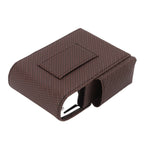 PU Leather Cigarette Box Woven Pattern Cigarette and Lighter Holder Multifunctional 20 Pieces Cigarette Case Brown