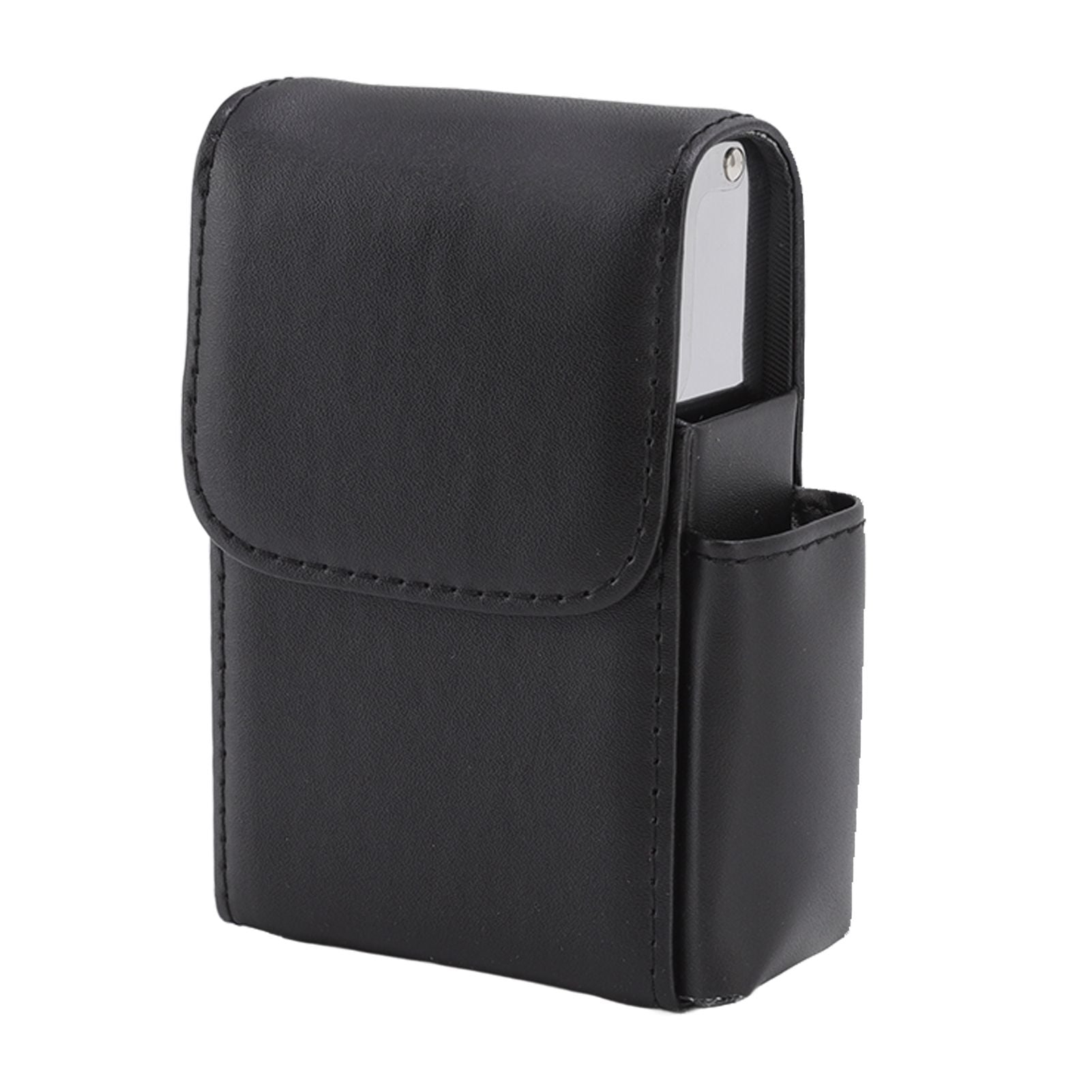 PU Cigarette Case with Lighter Holder 20 Packs Cigarette Box Wallet Design for Men Smoke Tools Black