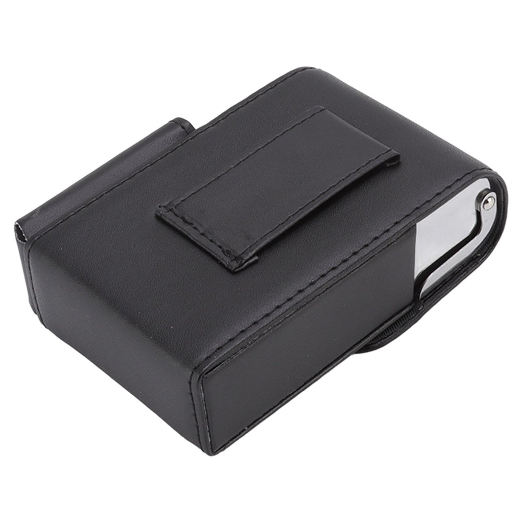 PU Cigarette Case with Lighter Holder 20 Packs Cigarette Box Wallet Design for Men Smoke Tools Black