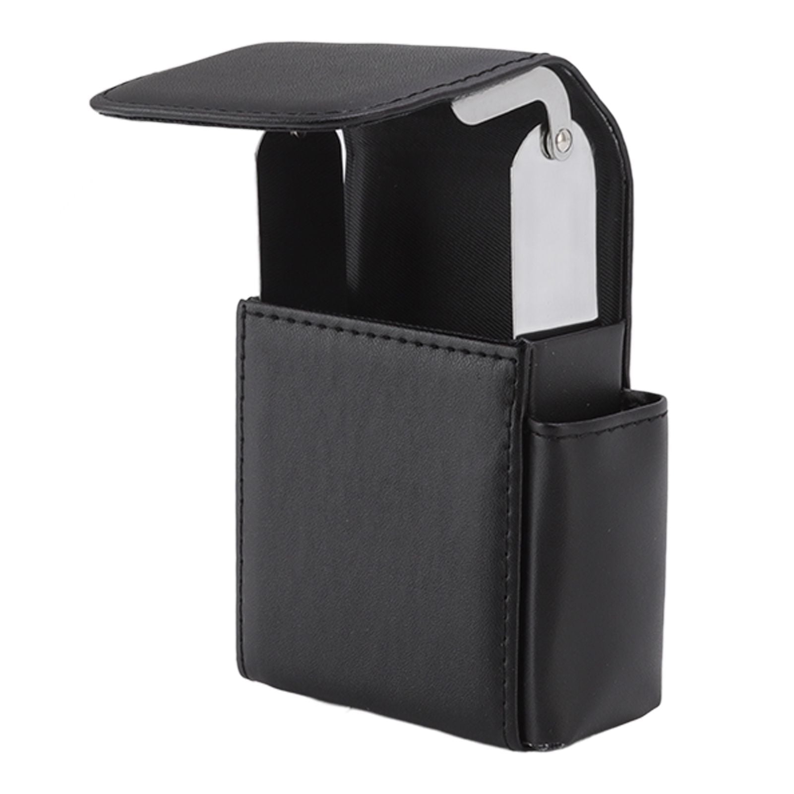 PU Cigarette Case with Lighter Holder 20 Packs Cigarette Box Wallet Design for Men Smoke Tools Black