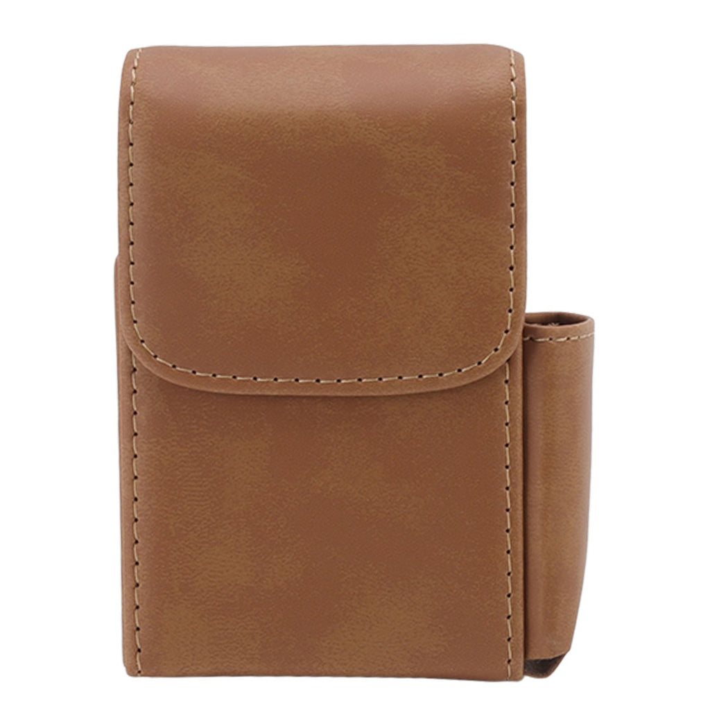 PU Cigarette Case with Lighter Holder 20 Packs Cigarette Box Wallet Design for Men Smoke Tools Brown