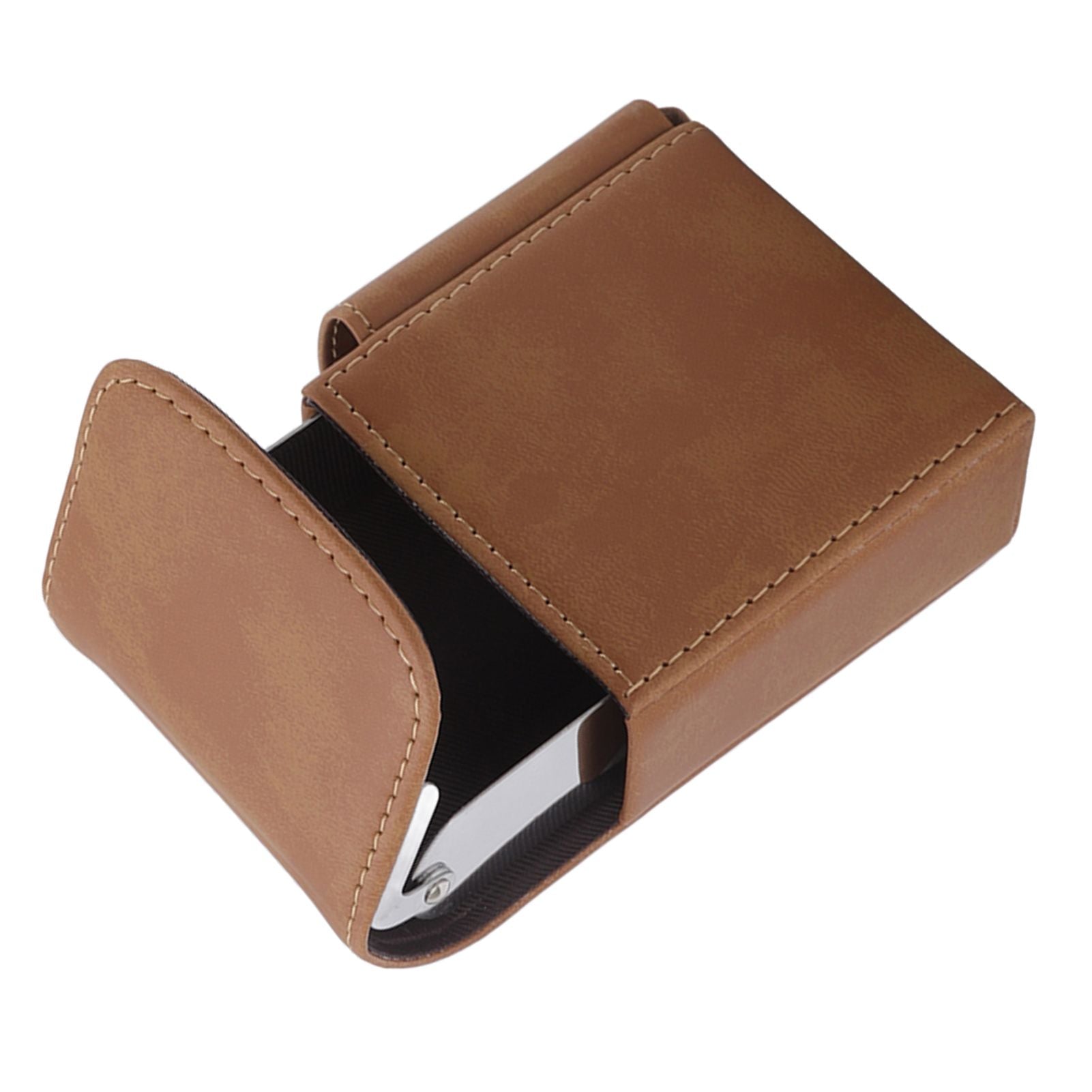 PU Cigarette Case with Lighter Holder 20 Packs Cigarette Box Wallet Design for Men Smoke Tools Brown