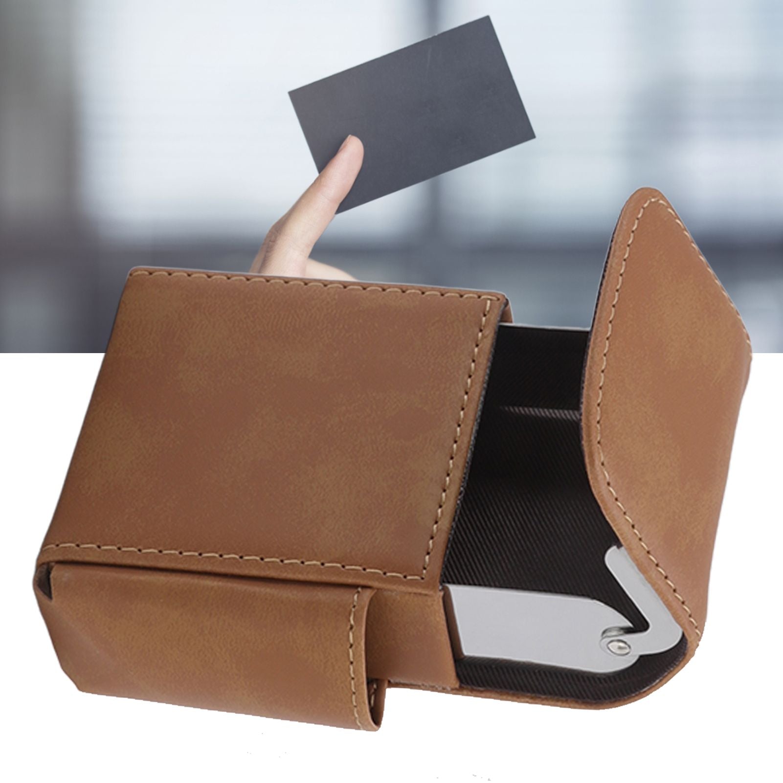 PU Cigarette Case with Lighter Holder 20 Packs Cigarette Box Wallet Design for Men Smoke Tools Brown