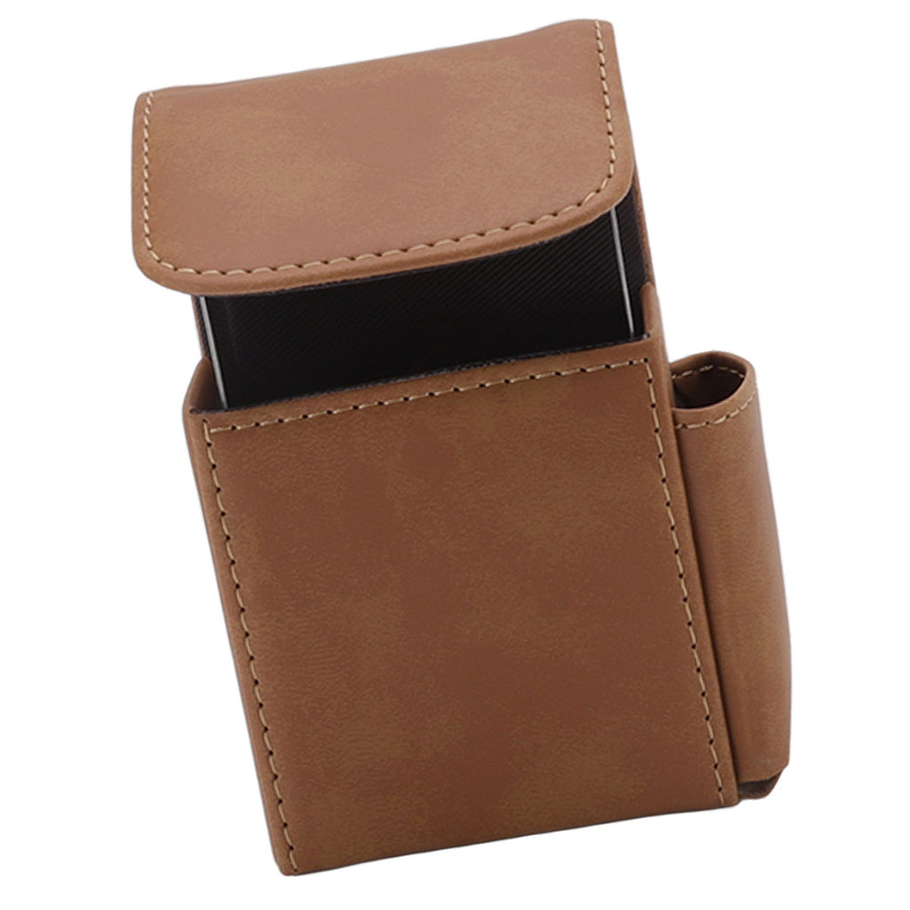 PU Cigarette Case with Lighter Holder 20 Packs Cigarette Box Wallet Design for Men Smoke Tools Brown