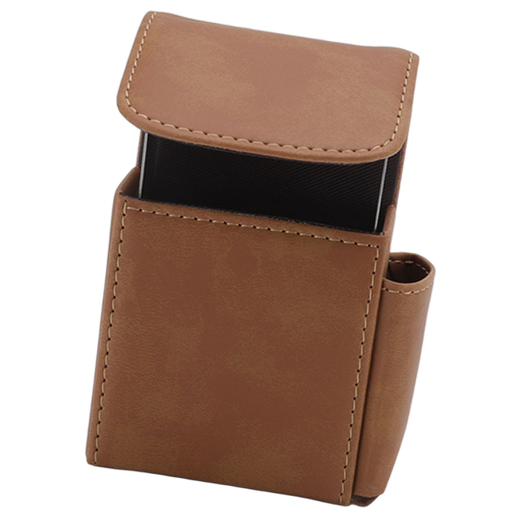 PU Cigarette Case with Lighter Holder 20 Packs Cigarette Box Wallet Design for Men Smoke Tools Brown