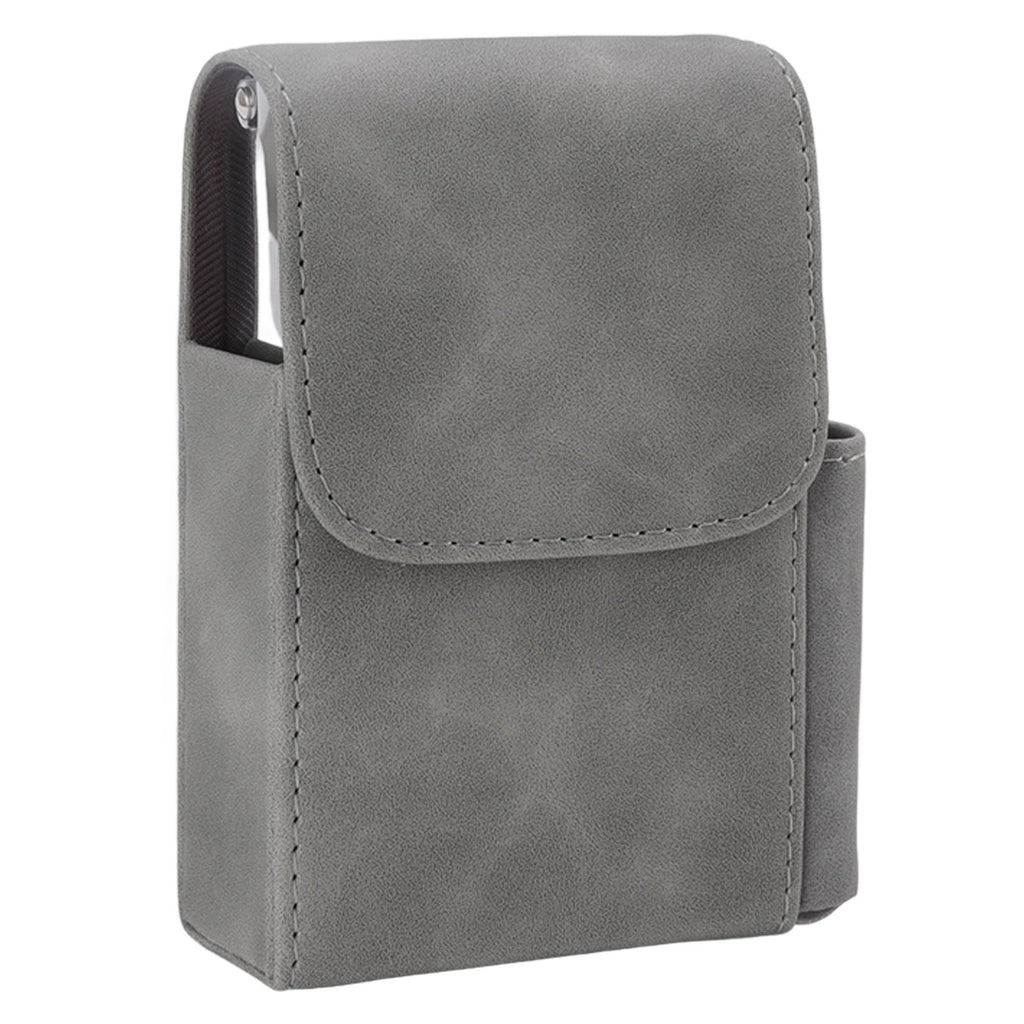 PU Cigarette Case with Lighter Holder 20 Packs Cigarette Box Wallet Design for Men Smoke Tools Gray