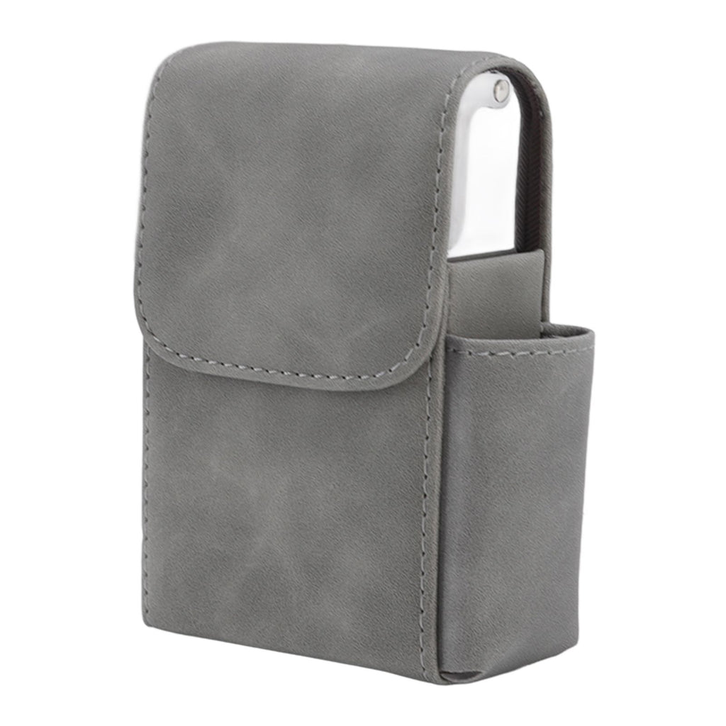 PU Cigarette Case with Lighter Holder 20 Packs Cigarette Box Wallet Design for Men Smoke Tools Gray