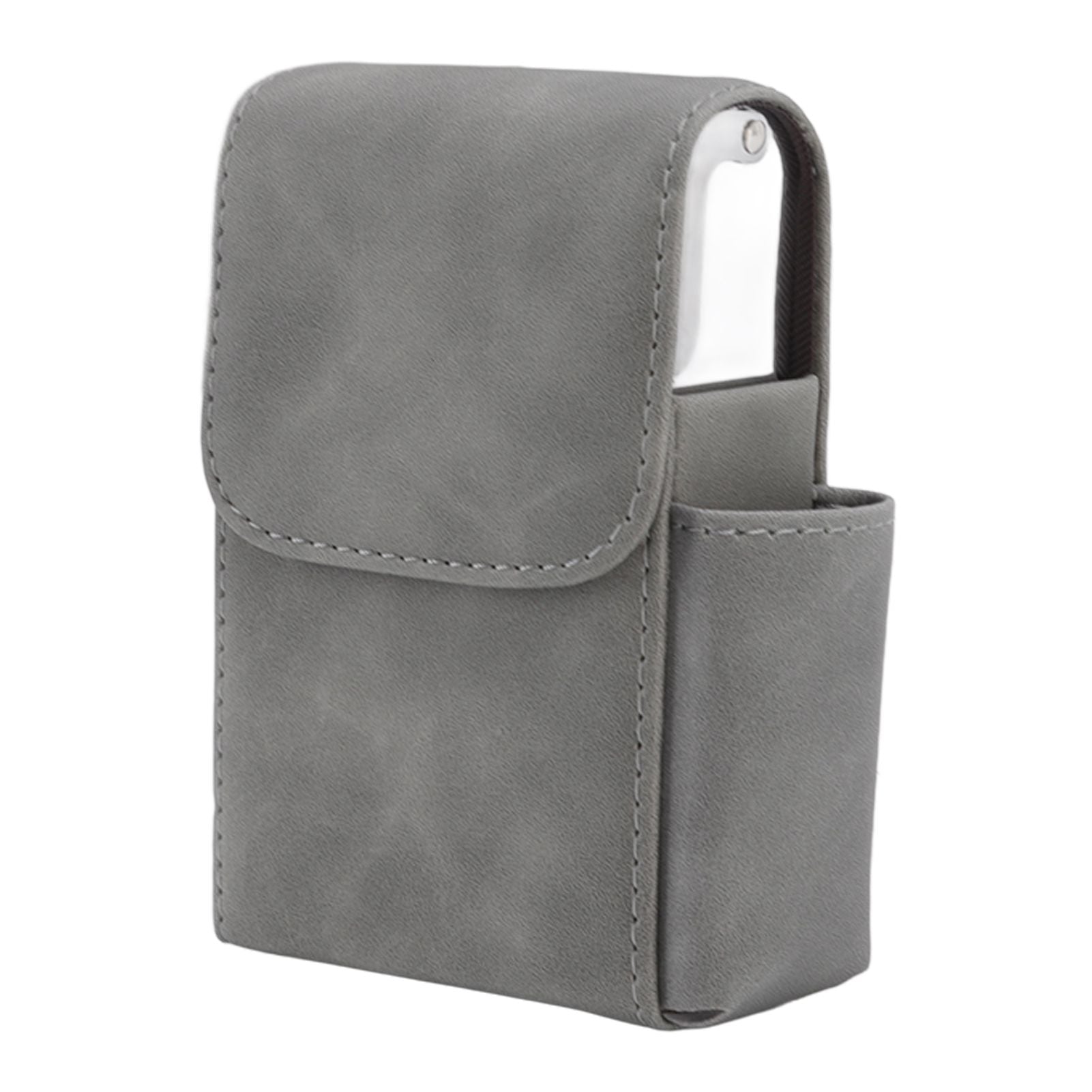 PU Cigarette Case with Lighter Holder 20 Packs Cigarette Box Wallet Design for Men Smoke Tools Gray