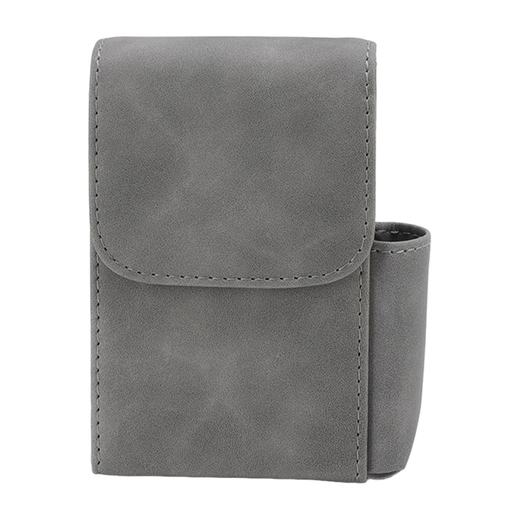 PU Cigarette Case with Lighter Holder 20 Packs Cigarette Box Wallet Design for Men Smoke Tools Gray