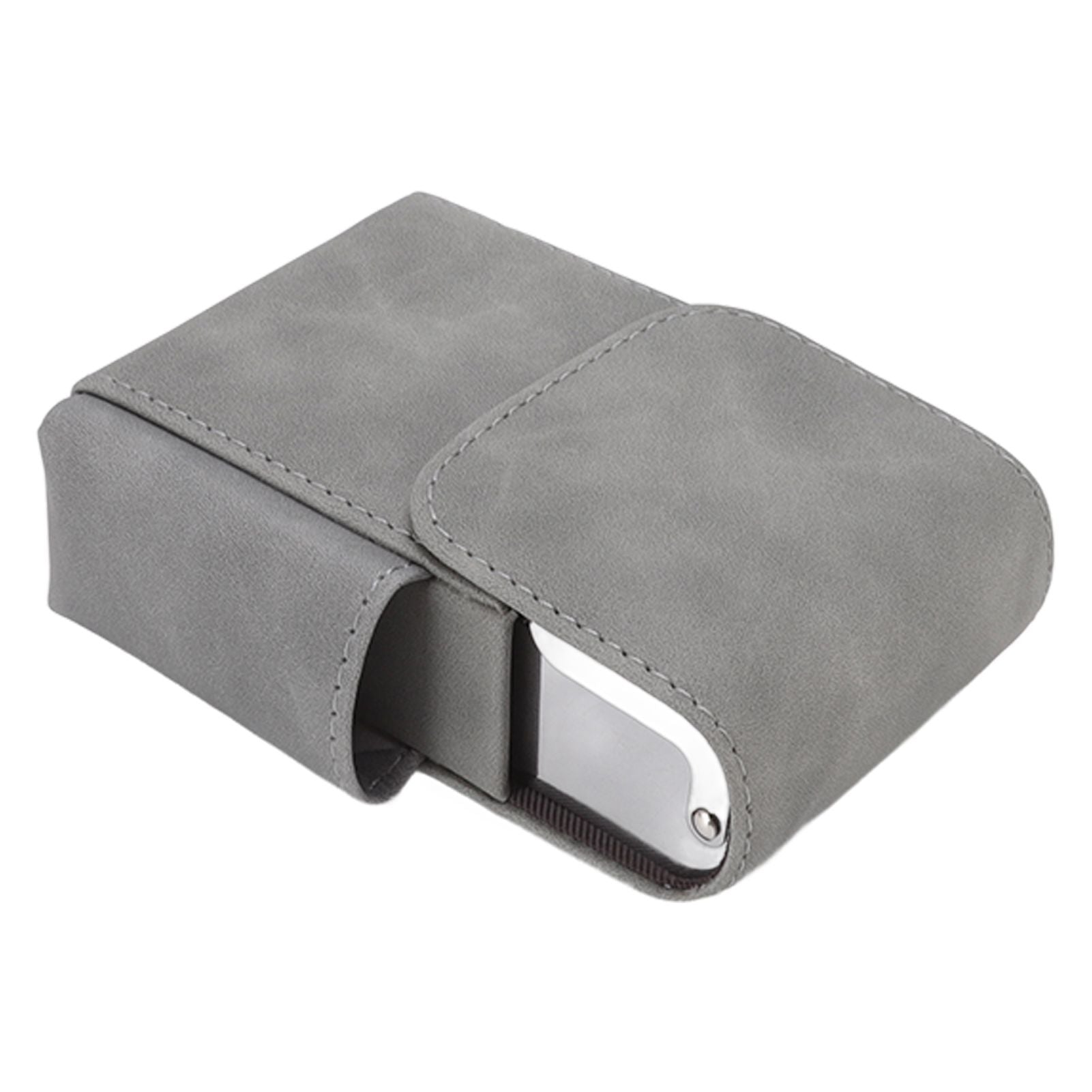 PU Cigarette Case with Lighter Holder 20 Packs Cigarette Box Wallet Design for Men Smoke Tools Gray