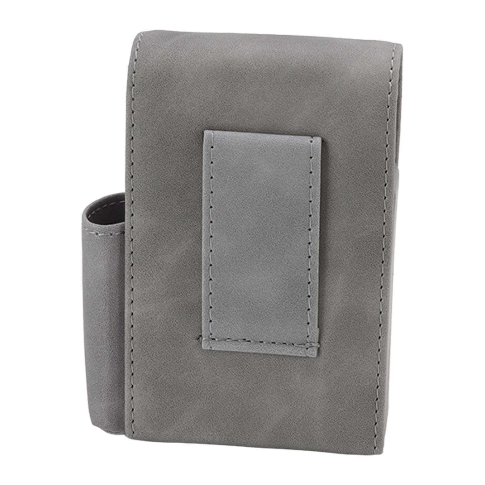 PU Cigarette Case with Lighter Holder 20 Packs Cigarette Box Wallet Design for Men Smoke Tools Gray