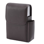 PU Leather Cigarette Box Anti Scratch Protective Storage Card Case with Lighter Holder Brown