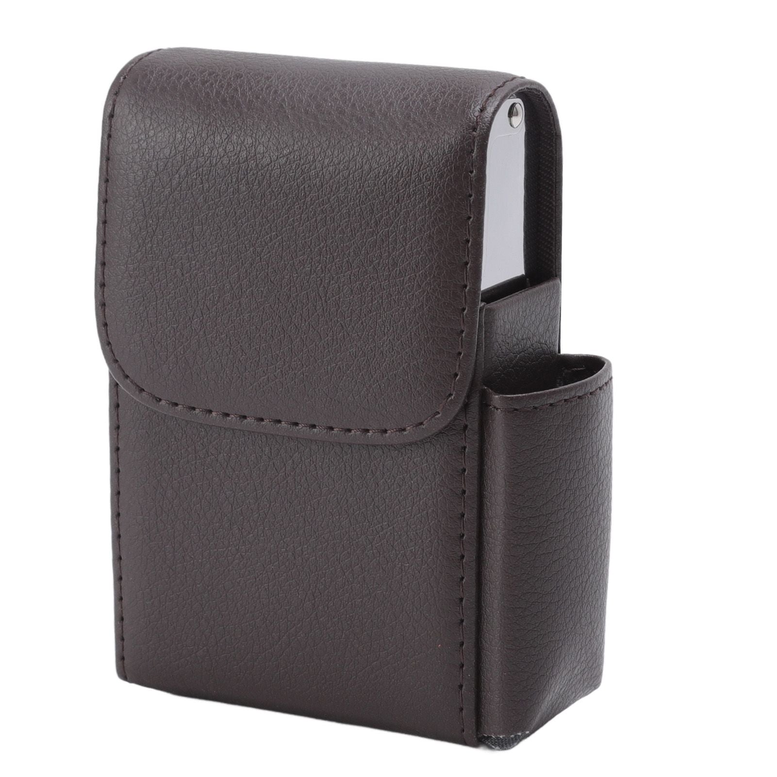 PU Leather Cigarette Box Anti Scratch Protective Storage Card Case with Lighter Holder Brown