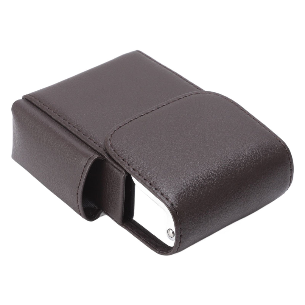 PU Leather Cigarette Box Anti Scratch Protective Storage Card Case with Lighter Holder Brown