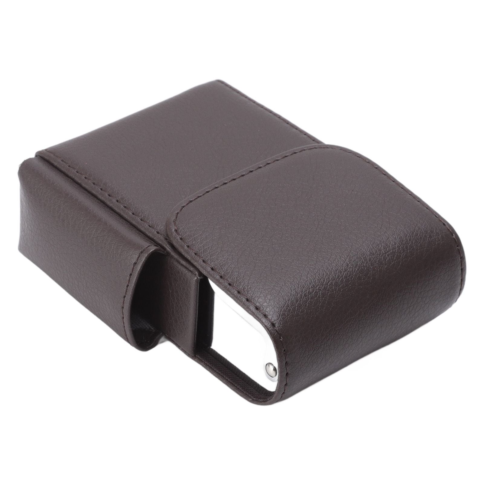 PU Leather Cigarette Box Anti Scratch Protective Storage Card Case with Lighter Holder Brown