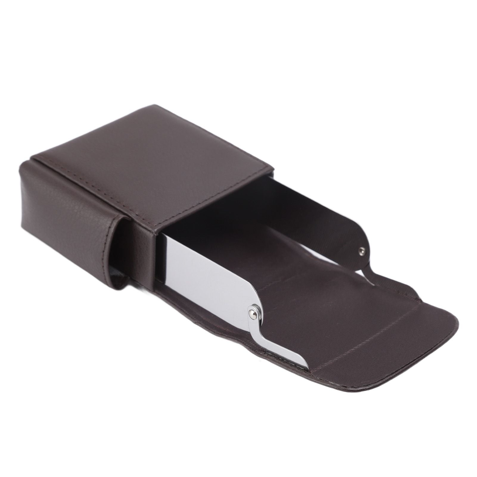 PU Leather Cigarette Box Anti Scratch Protective Storage Card Case with Lighter Holder Brown