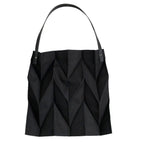 Reusable Tote Bag Large Capacity Fashion Polyline Design Shopping Cloth Bag for Home Travelling Office Black