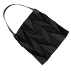 Reusable Tote Bag Large Capacity Fashion Polyline Design Shopping Cloth Bag for Home Travelling Office Black