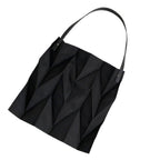 Reusable Tote Bag Large Capacity Fashion Polyline Design Shopping Cloth Bag for Home Travelling Office Black