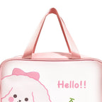 Clear Travel Bag Cherry Puppy Frosted Translucent Waterproof PVC Toiletry Bag Pouch for Washing L 12.2 X 3.9 X 7.9in