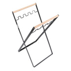 Trash Bag Holder Stand Rubber Wood Handle Iron Stand Flat Appearance Foldable Portable Garbage Bag Stand for Indoor Outdoor Use Black