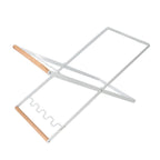 Trash Bag Holder Stand Rubber Wood Handle Iron Stand Flat Appearance Foldable Portable Garbage Bag Stand for Indoor Outdoor Use White
