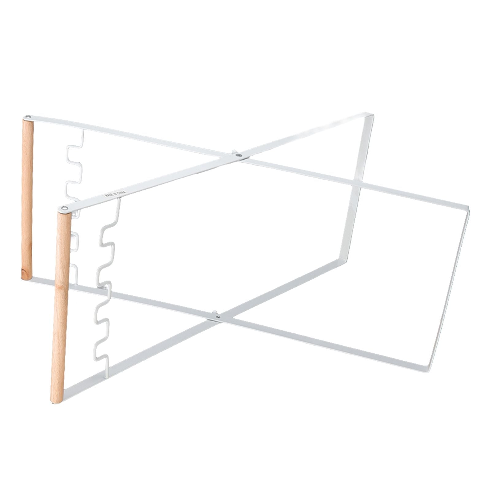 Trash Bag Holder Stand Rubber Wood Handle Iron Stand Flat Appearance Foldable Portable Garbage Bag Stand for Indoor Outdoor Use White