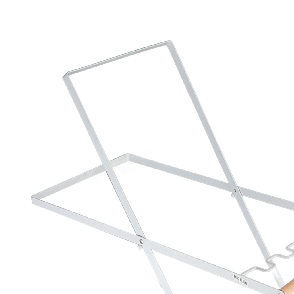 Trash Bag Holder Stand Rubber Wood Handle Iron Stand Flat Appearance Foldable Portable Garbage Bag Stand for Indoor Outdoor Use White