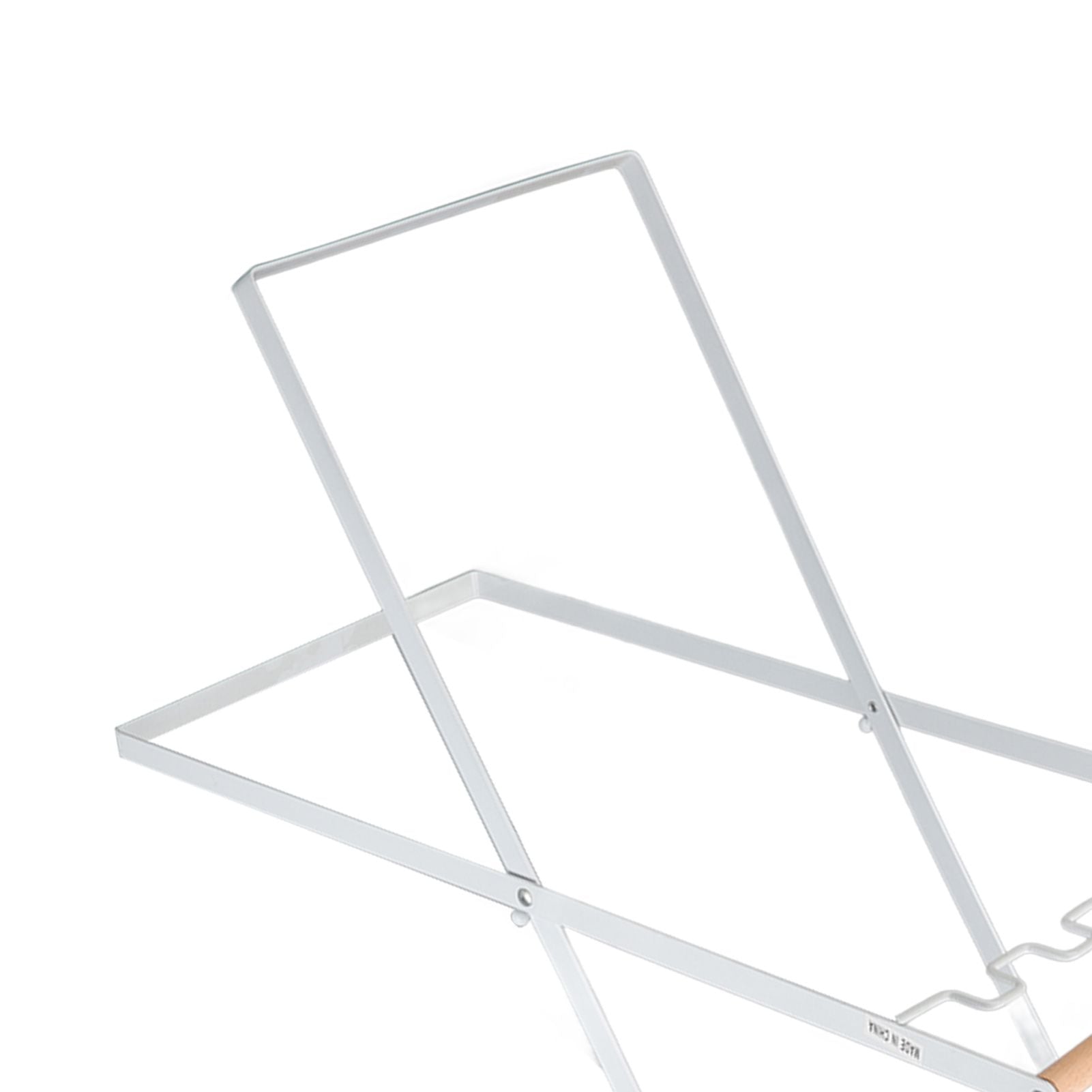 Trash Bag Holder Stand Rubber Wood Handle Iron Stand Flat Appearance Foldable Portable Garbage Bag Stand for Indoor Outdoor Use White