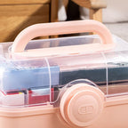 Medicine Storage Box Plastic Multi Layer Large Capacity Medicine Cabinet for Household Pink(medium)