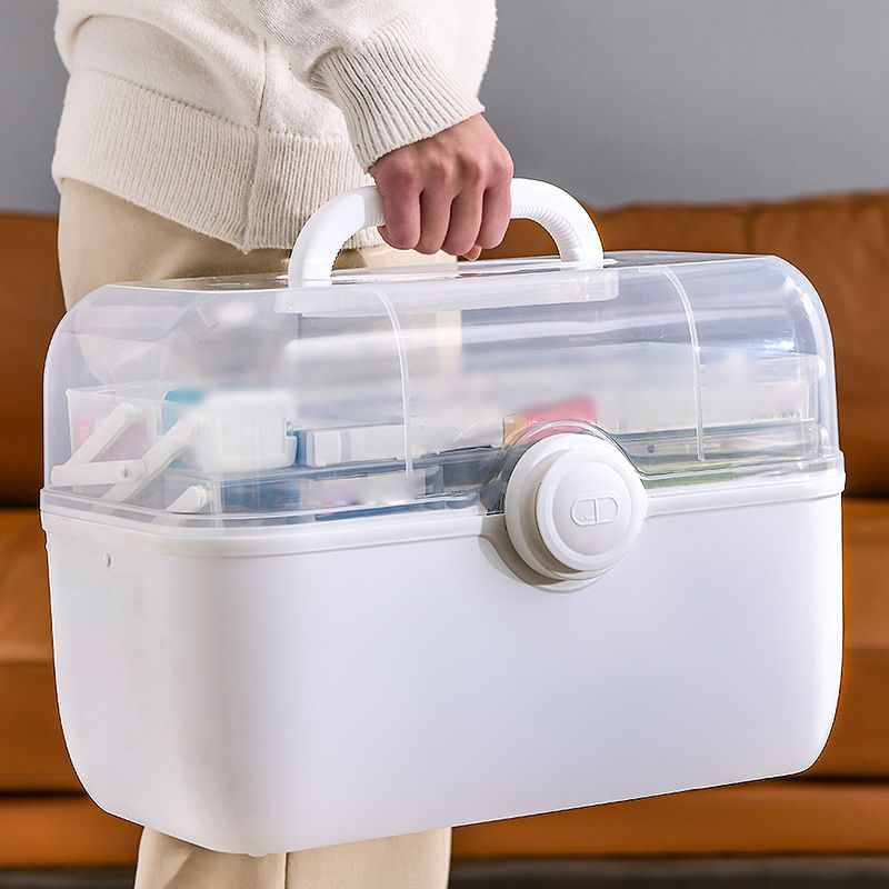 Medicine Storage Box Plastic Multi Layer Large Capacity Medicine Cabinet for Household White(medium)