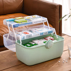 Medicine Storage Box Plastic Multi Layer Large Capacity Medicine Cabinet for Household Green (large)